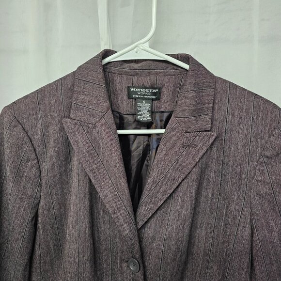 Worthington Purple Blazer Striped Peplm Office Casual Classic 10 - Picture 2 of 8